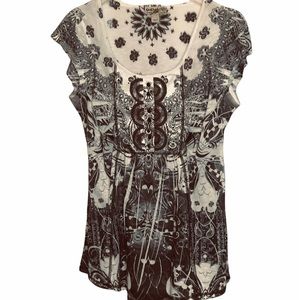 Energi’e World Wear women’s black and white boho sleeveless top Size M